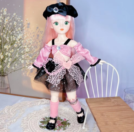 Muñeca Pink articulada de 30 cm (muñeca,ropa y zapatos)